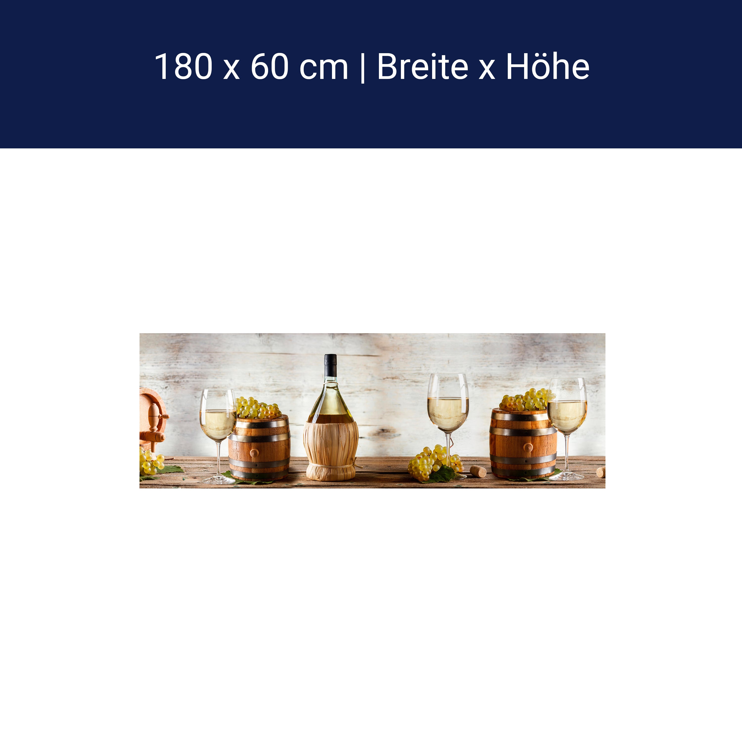 Crédence de cuisine Bouchon de liège Fût de bois Raisins Verre M1089