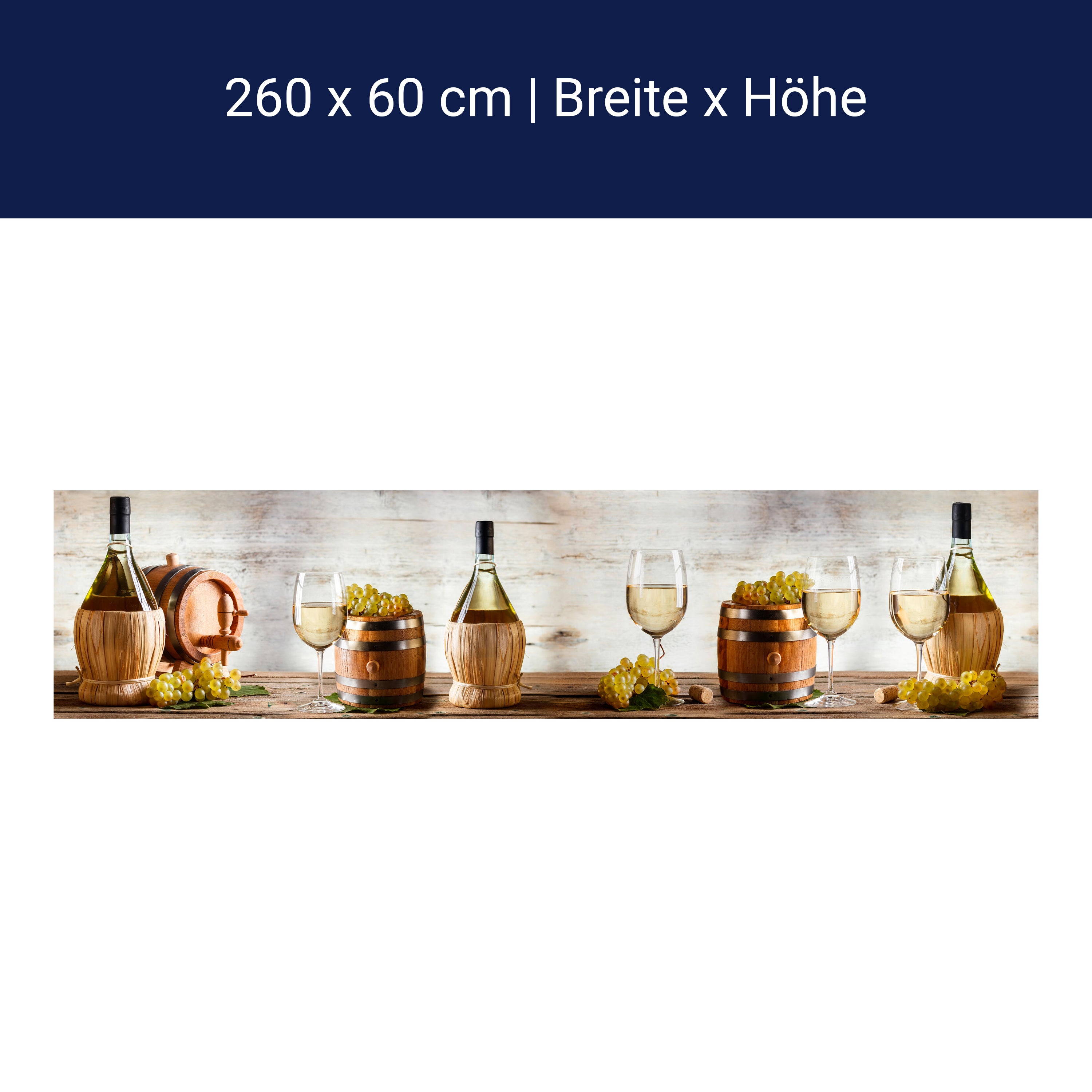 Küchenrückwand Wein Korken Holz Fass Weintrauben Glas M1089