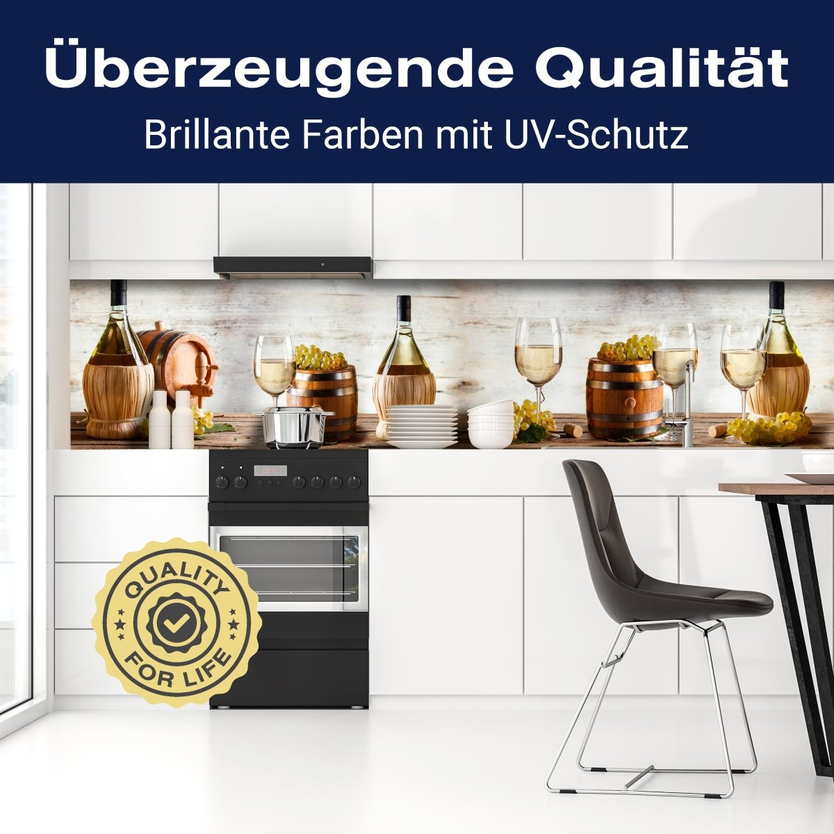 Küchenrückwand Wein Korken Holz Fass Weintrauben Glas M1089 entdecken - Bild 2