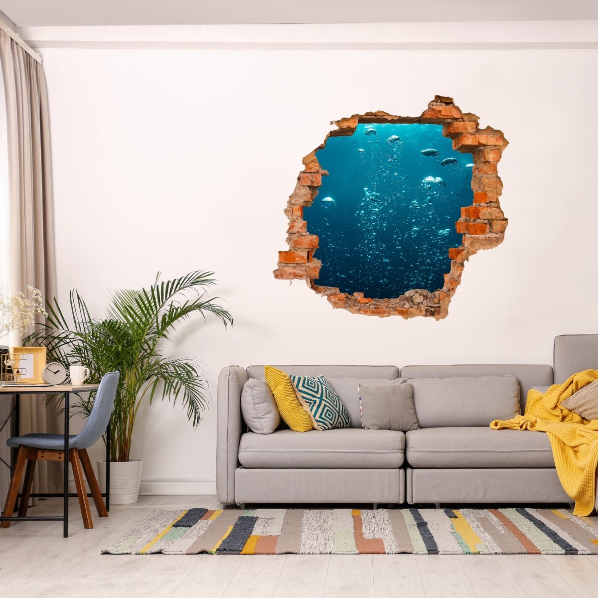 Sticker mural 3D bulles d'air sous l'eau, mer, océan - sticker mural M1089