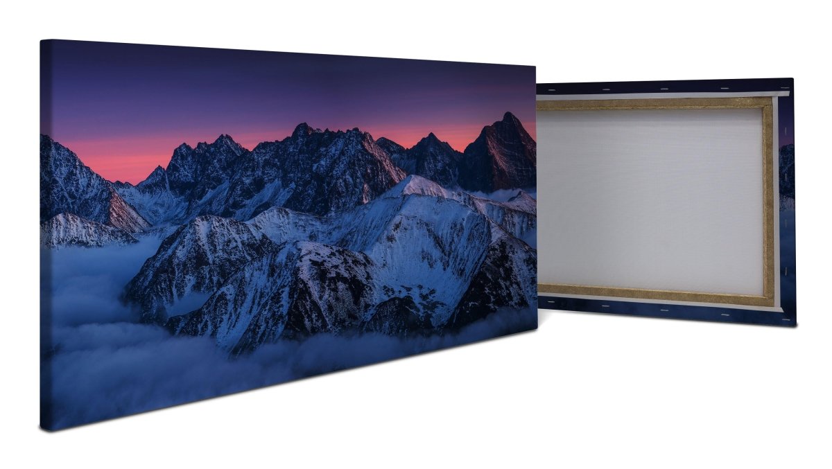 Leinwandbild Berge im Abendrot, Gebirge, Schnee, Berg M1090 - Bild 1
