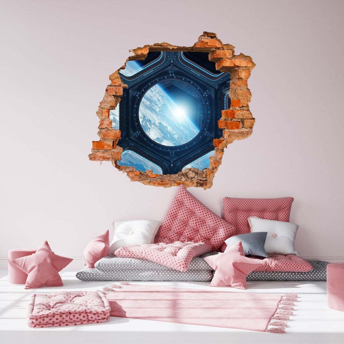 3D wall sticker view from space station, earth, universe - wall decal M1090
