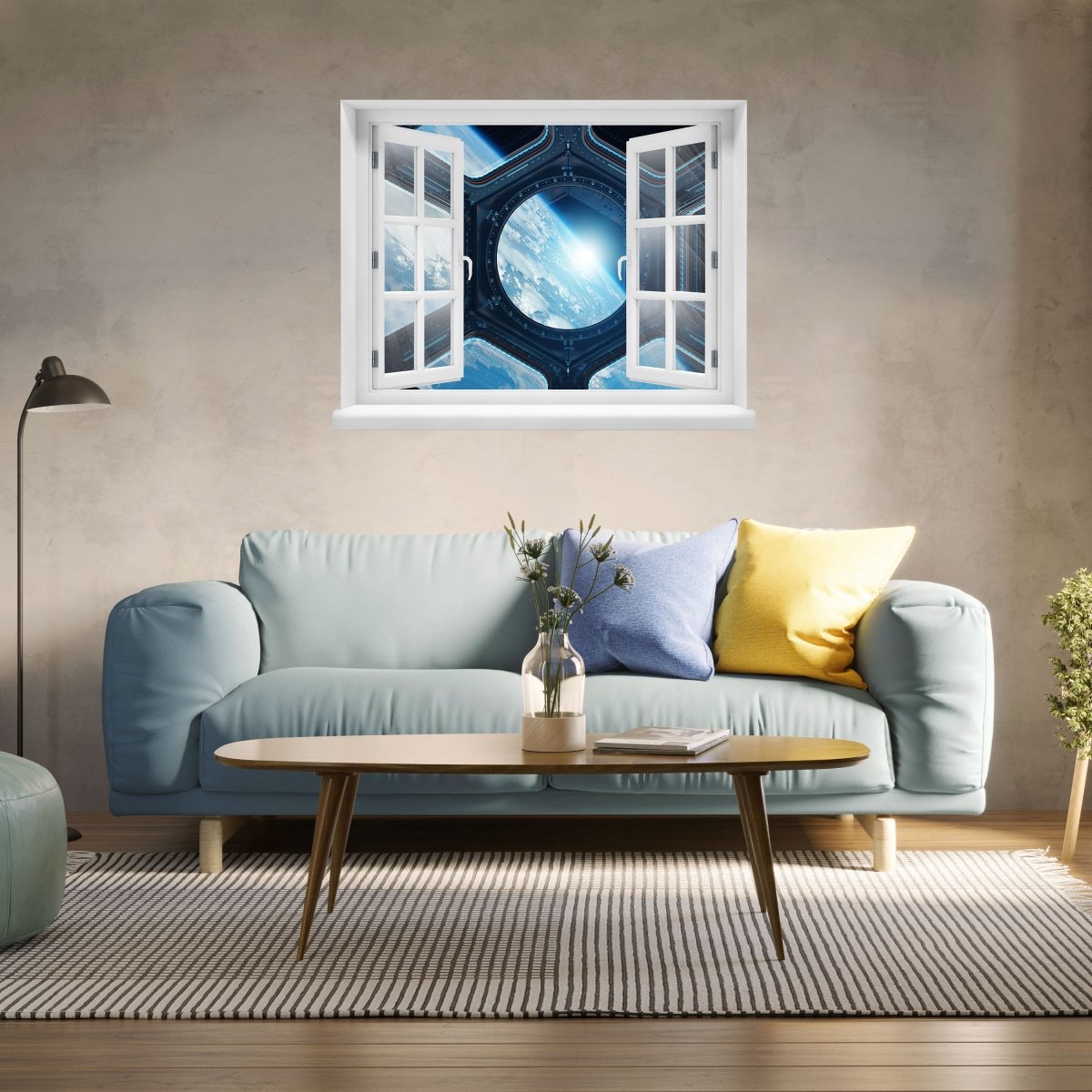 3D wall sticker view from space station, earth, universe - wall decal M1090
