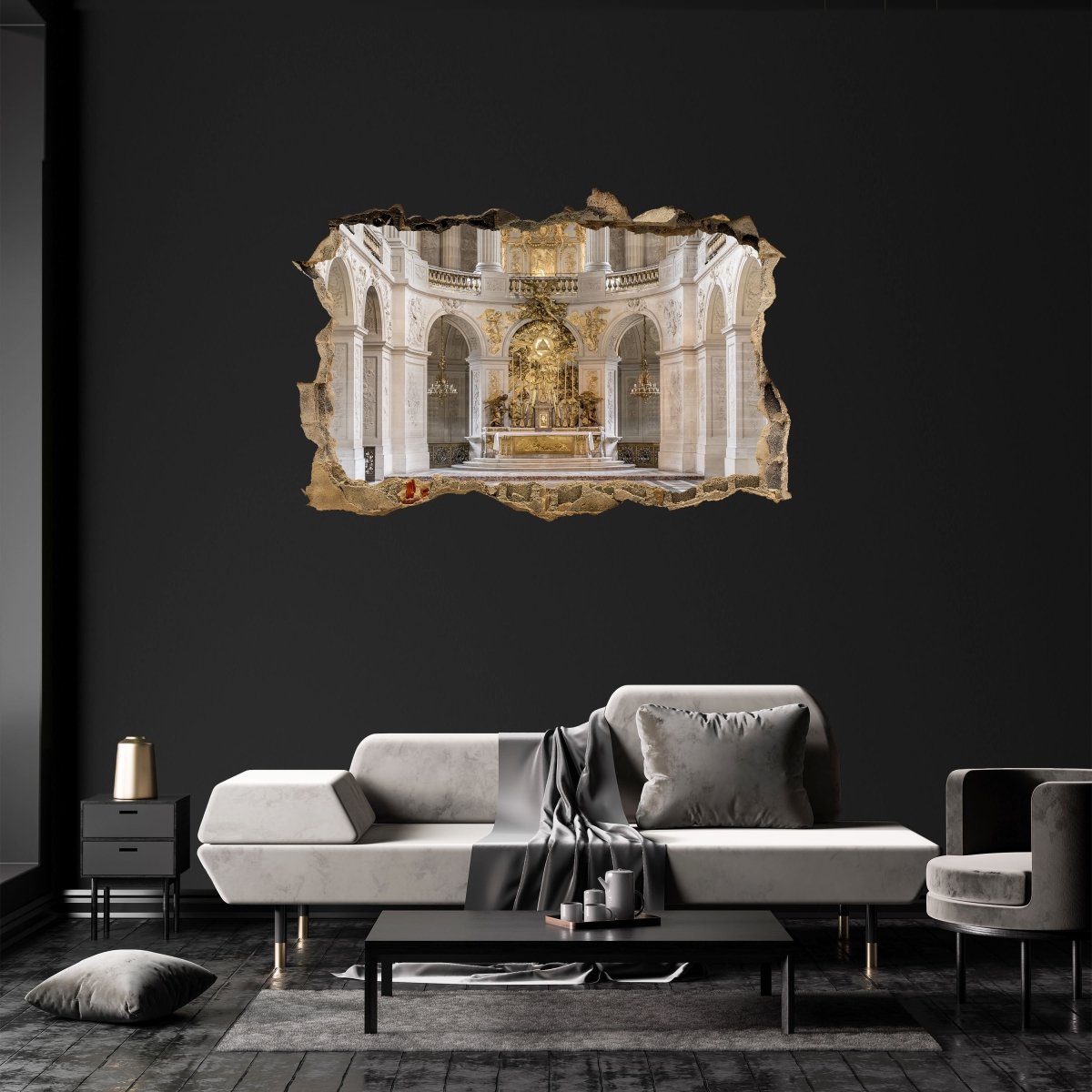 3D wall sticker magnificent gold jewelry in church - wall decal M1097