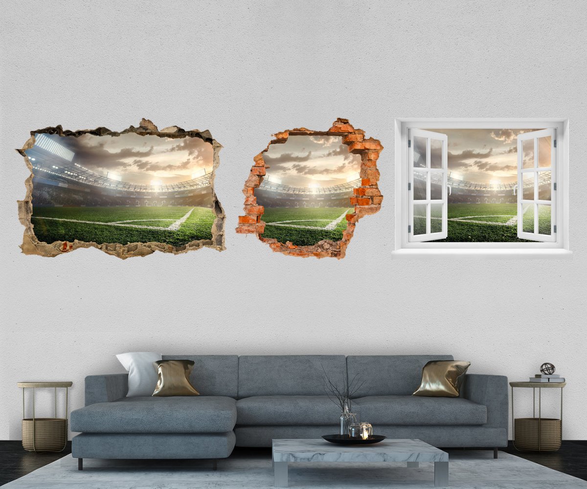 3D-Wandtattoo Blick in ein Fußball-stadion, Fans entdecken - Wandsticker M1100 - Bild 1