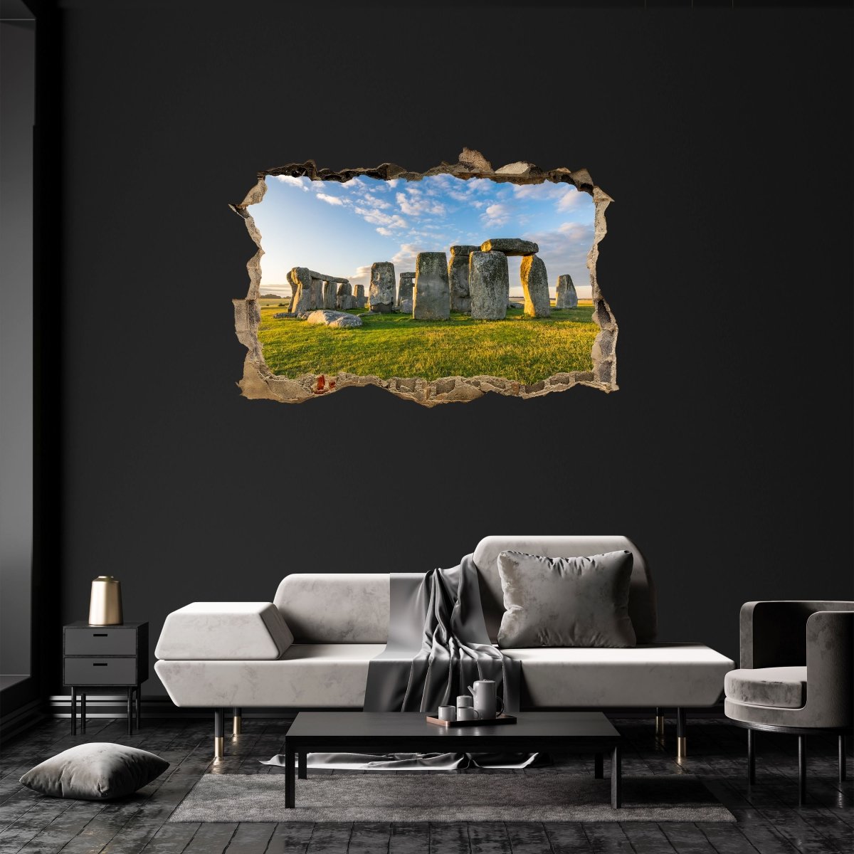 Sticker mural 3D vue de Stonehenge, Angleterre, pierres - Wall Decal M1101
