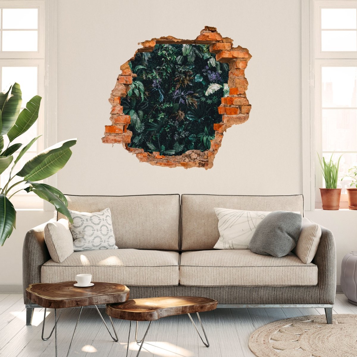 Sticker mural 3D suspendus plantes, fougères, feuilles, vert - Wall Decal M1103