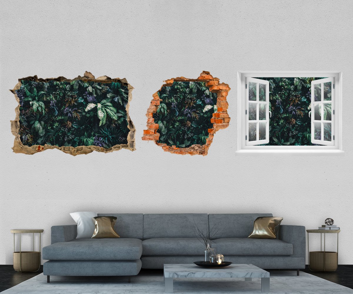 3D-Wandtattoo hängende Pflanzen, Farne, Blätter, Grün entdecken - Wandsticker M1103 - Bild 1
