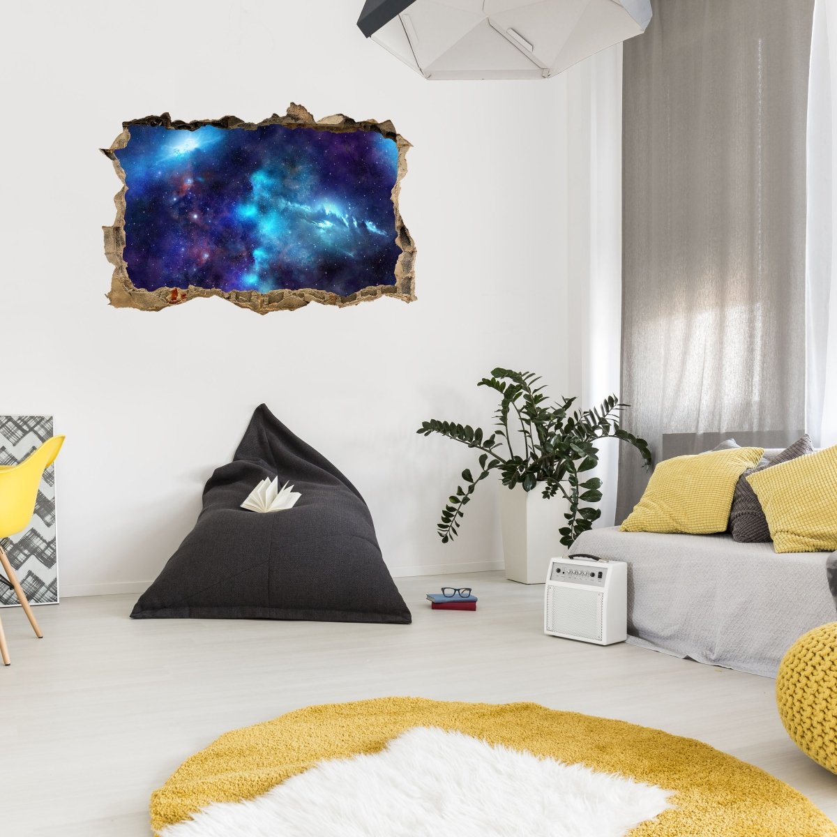 Sticker mural 3D étoiles &amp; systèmes solaires dans l'espace, soleil - sticker mural M1106