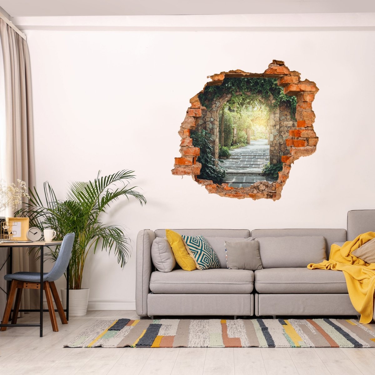 3D wall sticker old archway, ruins, ivy, nature - wall decal M1108