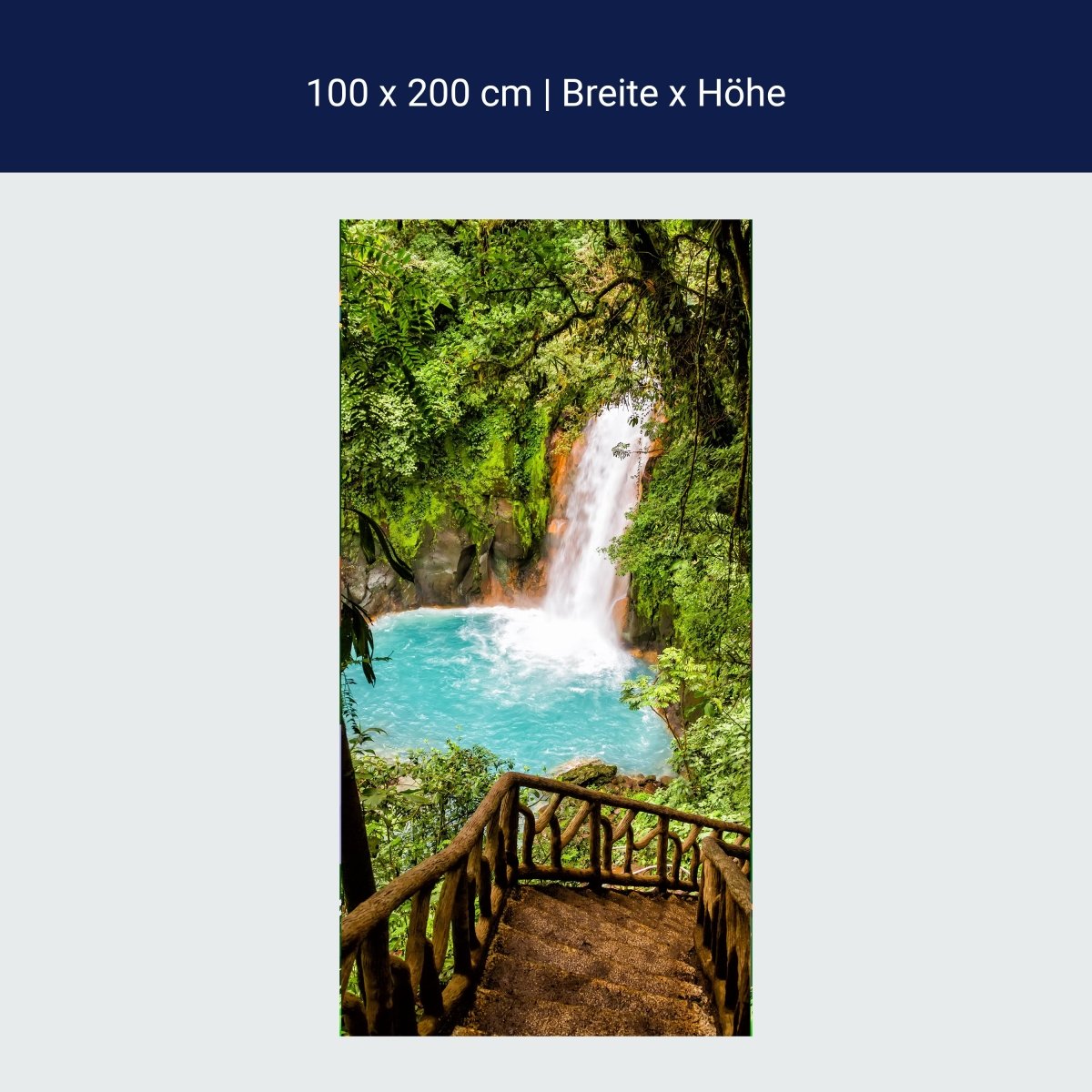 Türtapete Wasserfall & Treppe, Paradies, Geländer M1109