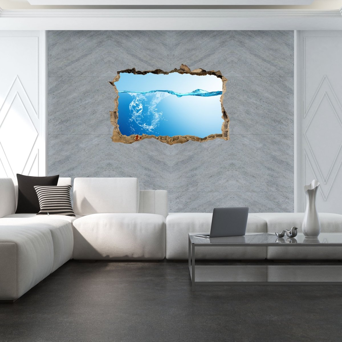 Sticker mural 3D air sous l'eau, horizon, mer, océan - Sticker mural M1109