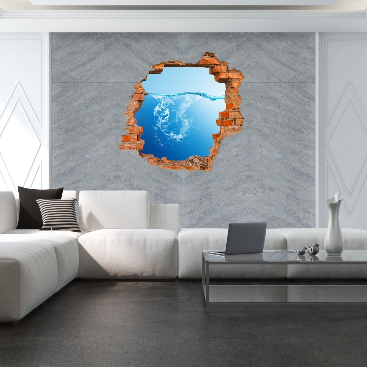 Sticker mural 3D air sous l'eau, horizon, mer, océan - Sticker mural M1109