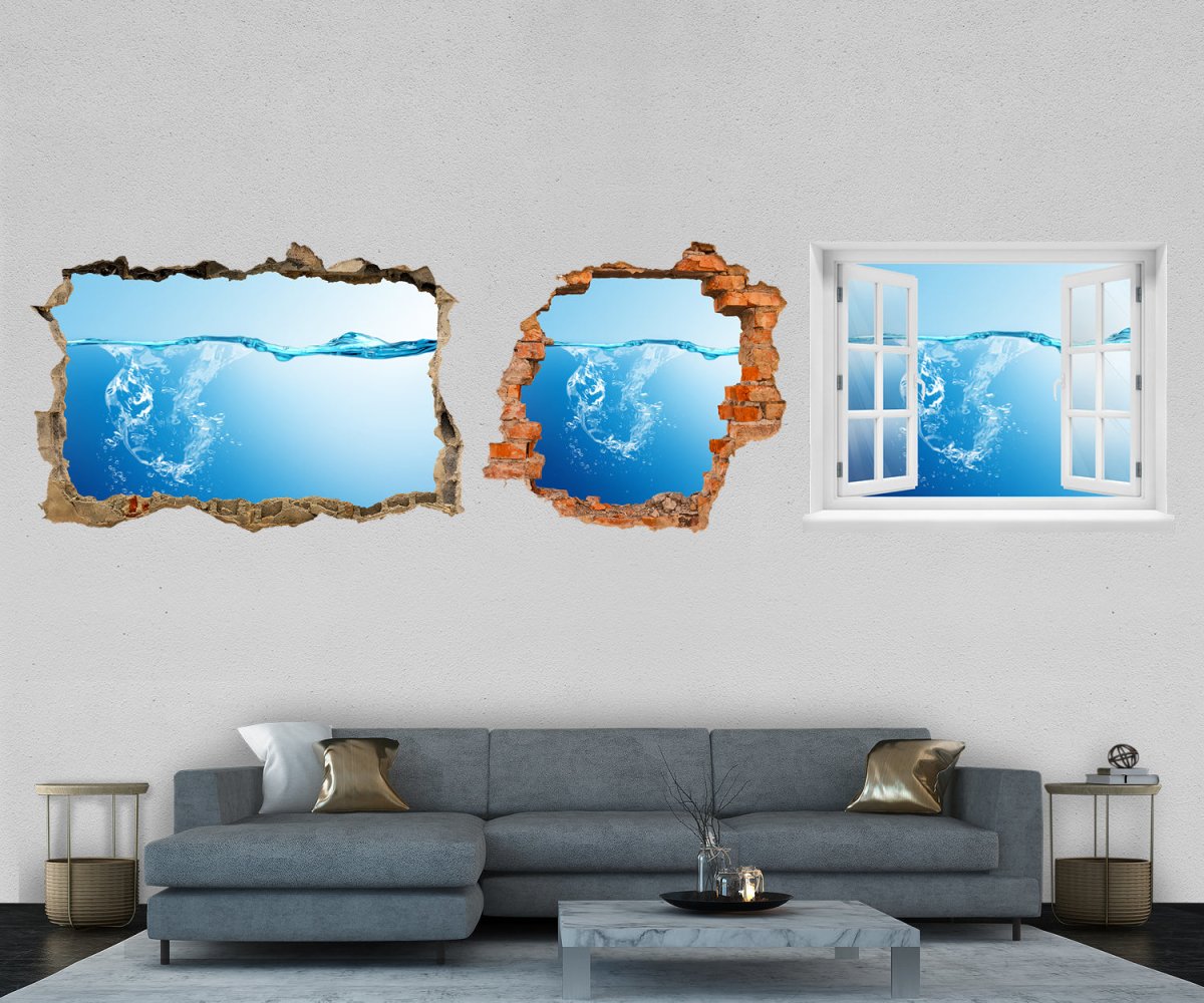 3D-Wandtattoo Luft unter Wasser, Horizont, Meer, Ozean entdecken - Wandsticker M1109 - Bild 1