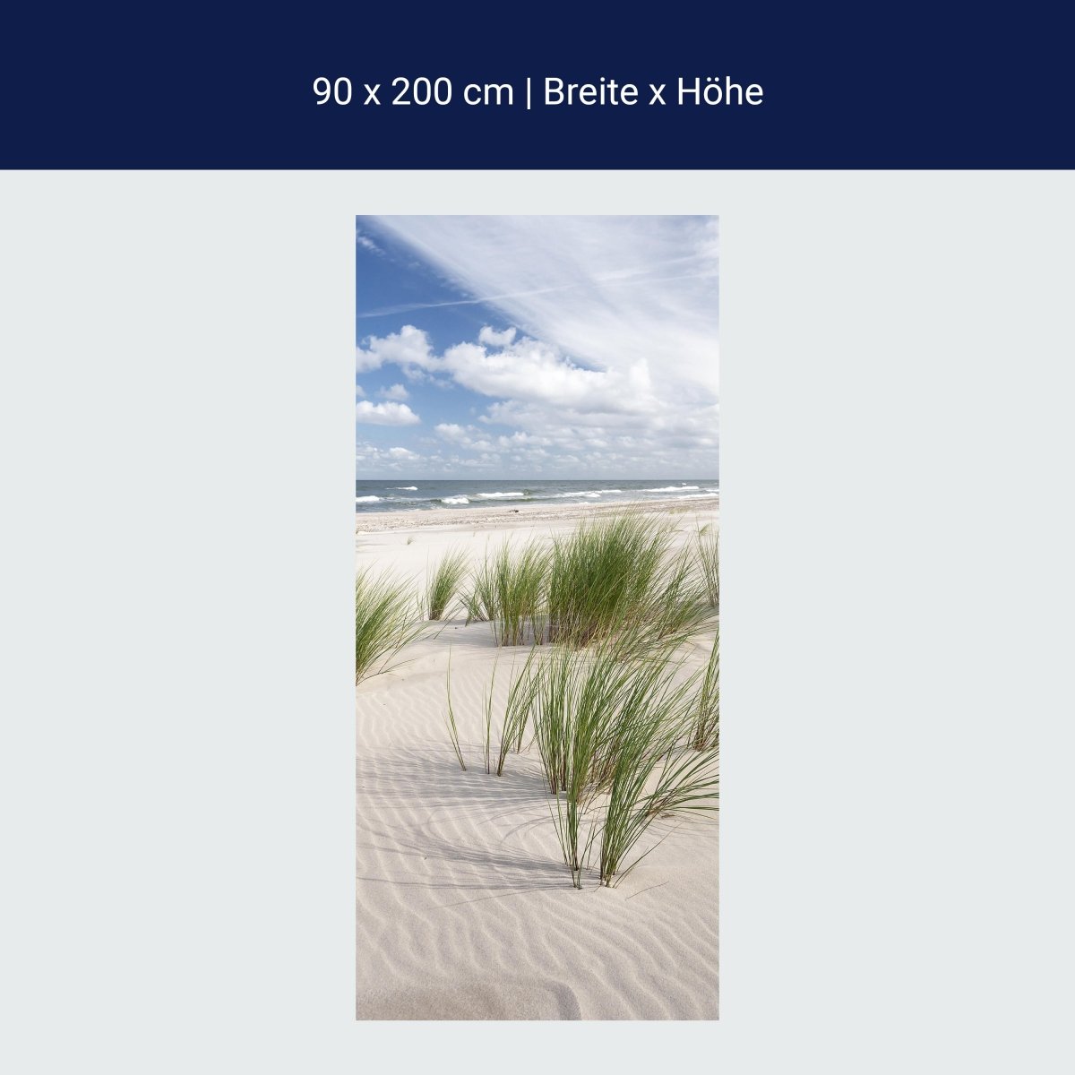 Door wallpaper grass on the sandy beach, sea, water M1110