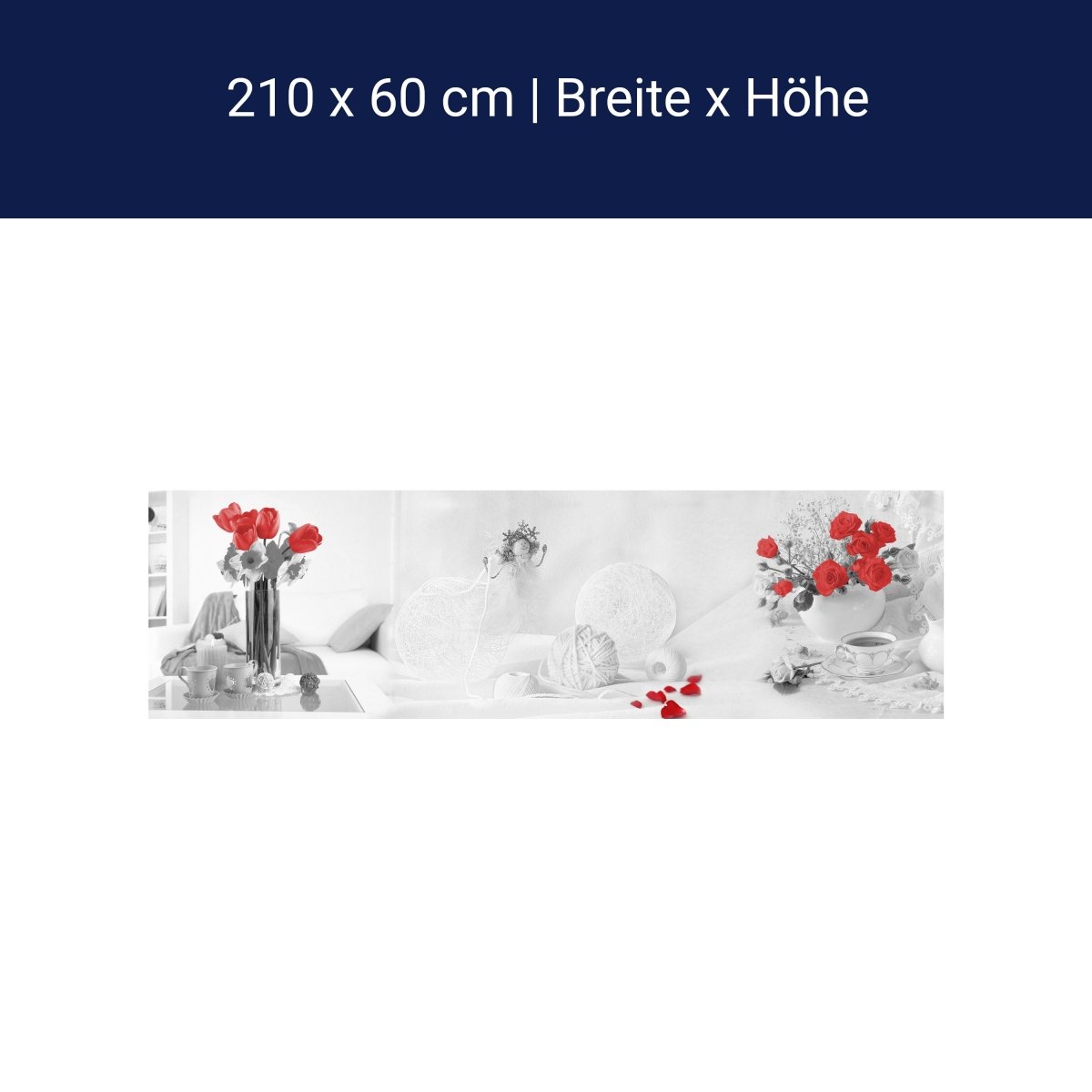 Küchenrückwand Weiß Rot Engel Wolle Rosen Porzellan M1114