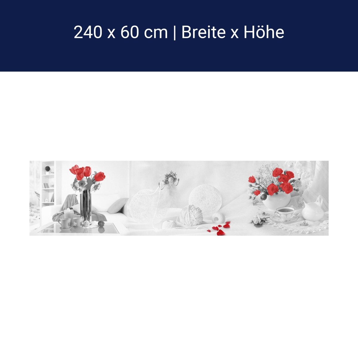 Küchenrückwand Weiß Rot Engel Wolle Rosen Porzellan M1114