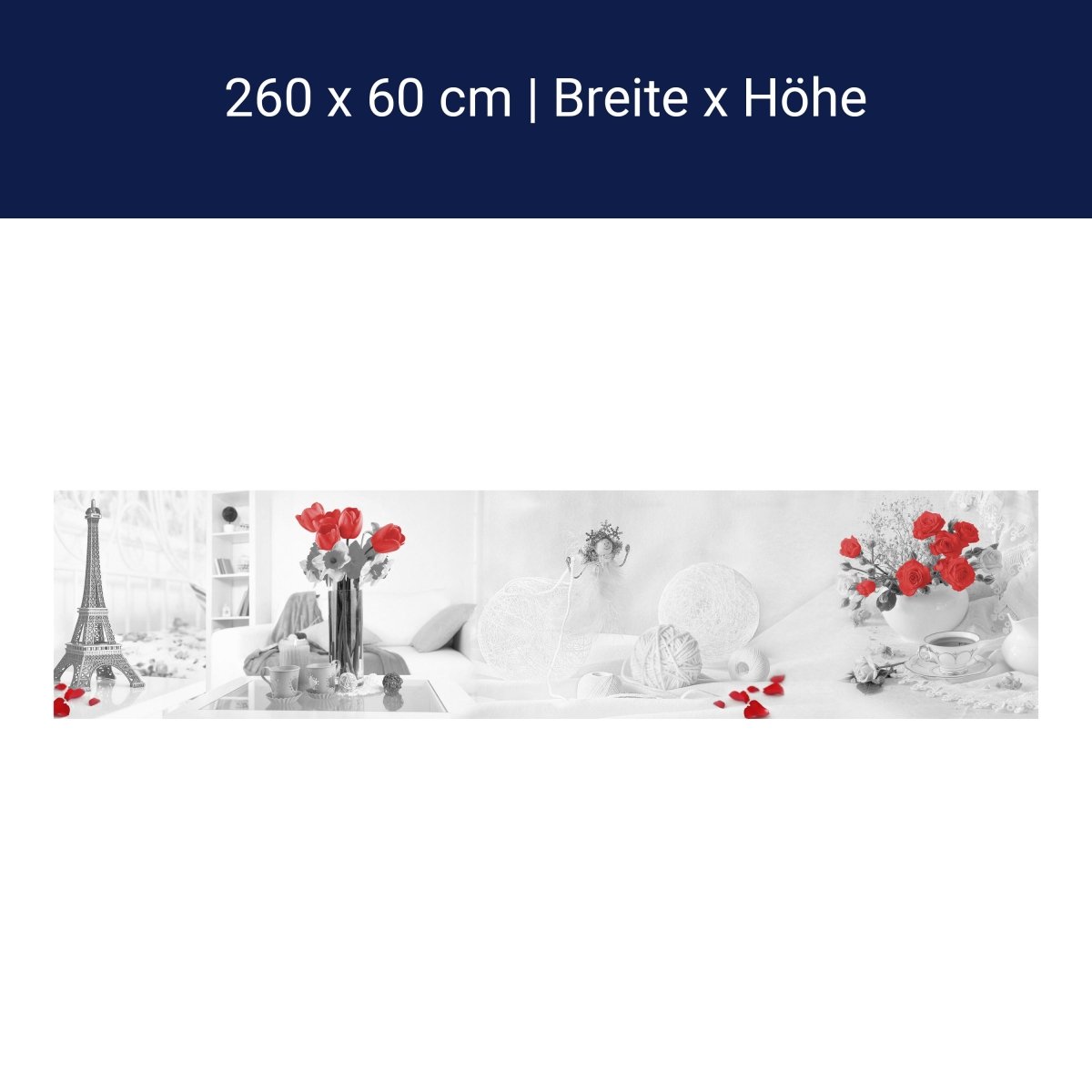 Cuisine Splash Blanc Rouge Ange Laine Roses Porcelaine M1114