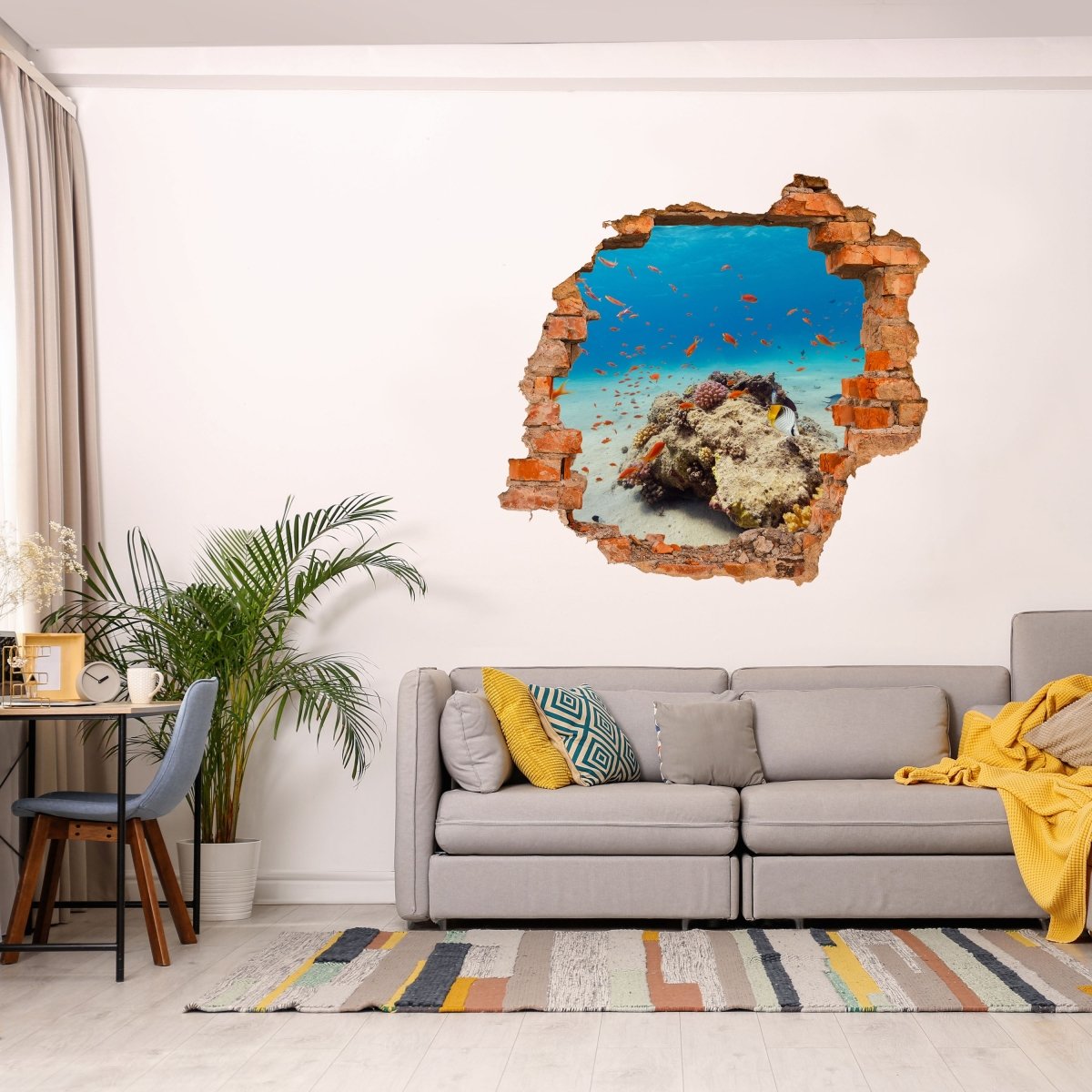 3D wall sticker small coral reef in the sea, fish - Wall Decal M1125