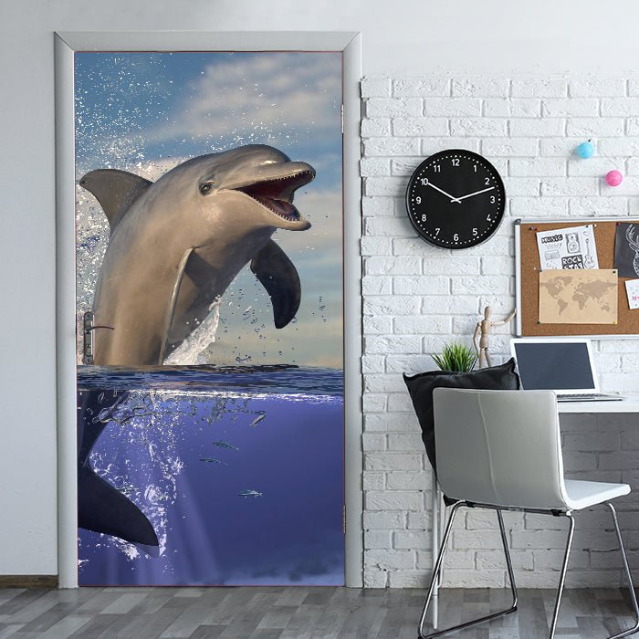 Türtapete springender Delfin, Säugetier, Sonne M1129 - Bild 1