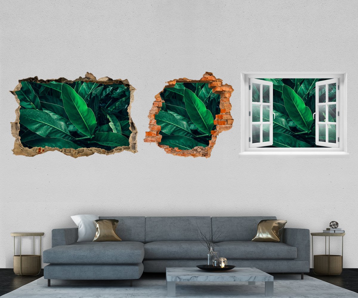 3D-Wandtattoo Blätter, Regen, Pflanze, Dschungel entdecken - Wandsticker M1129 - Bild 1