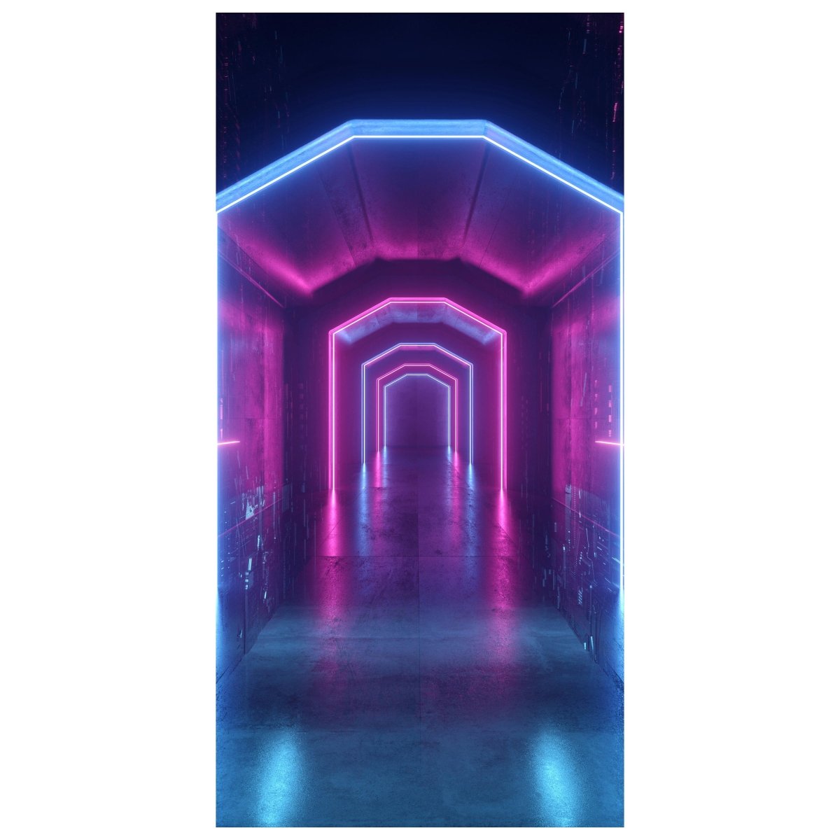 Türtapete Tunnel mit Neon-licht, Blau, Pink, Licht M1138 - Bild 2