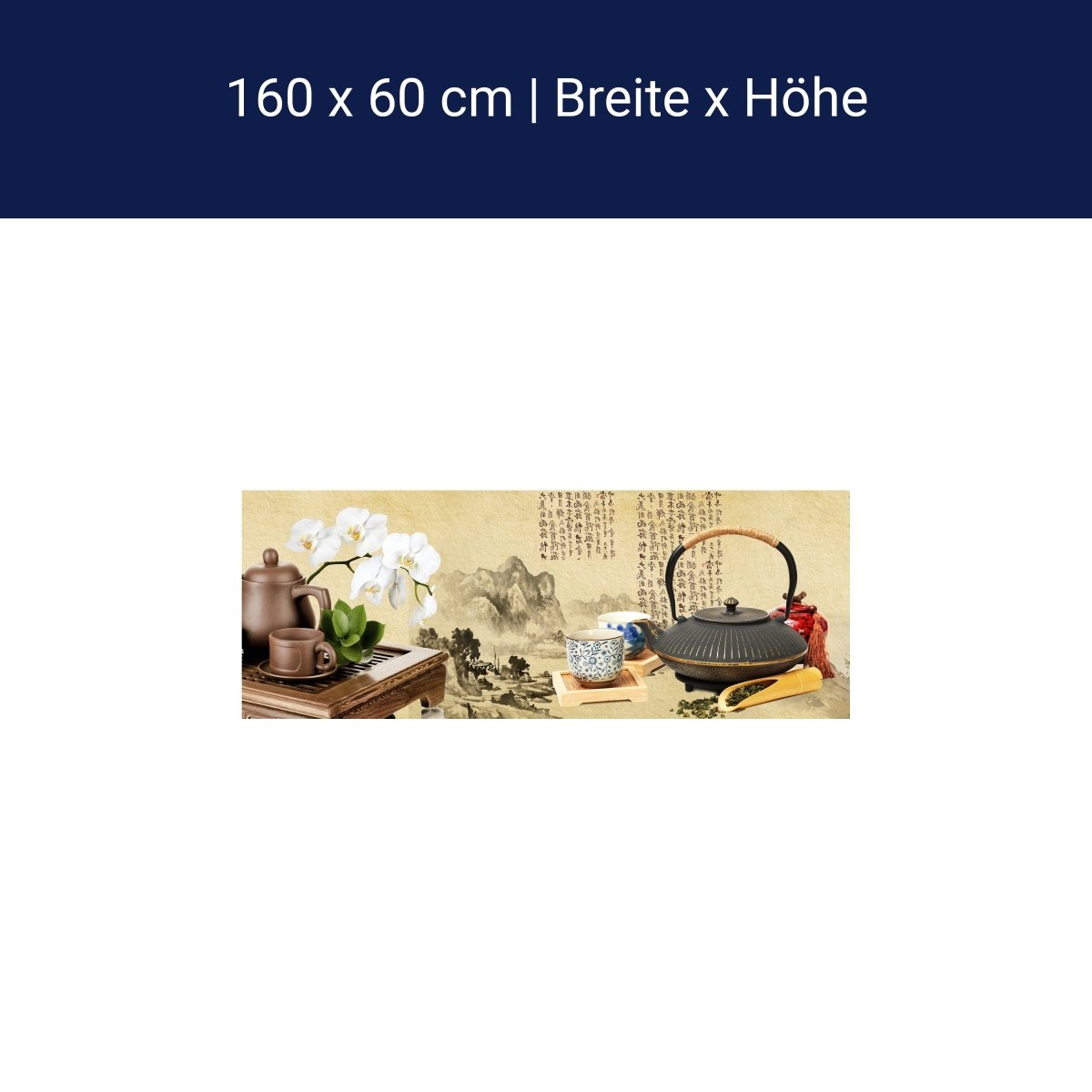 Küchenrückwand Tee Asiatisch Kirschblüte Holz Pergament M1145