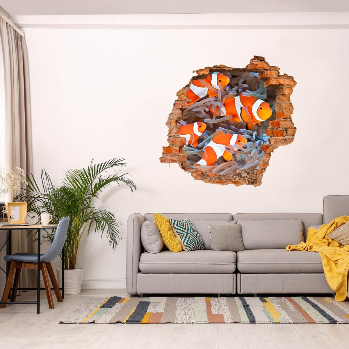 3D wall sticker clown fish, coral, sea, underwater - Wall Decal M1145