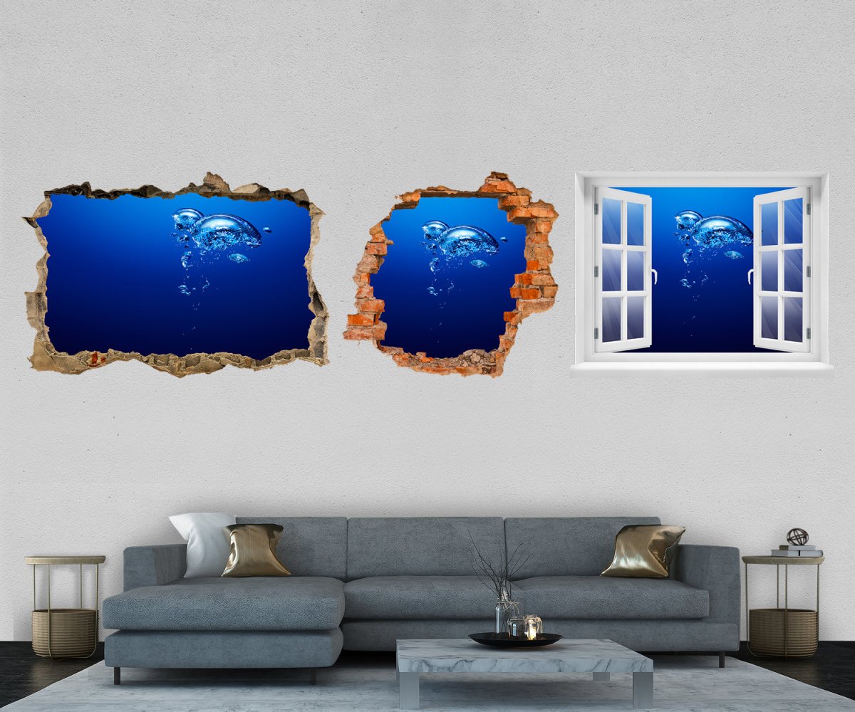 3D-Wandtattoo Luftblase unter Wasser, Blau, Meer, Luft entdecken - Wandsticker M1146 - Bild 1