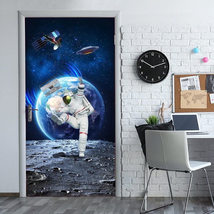 Türtapete tanzender Astronaut auf Mond, Weltraum M1151 - Bild 1