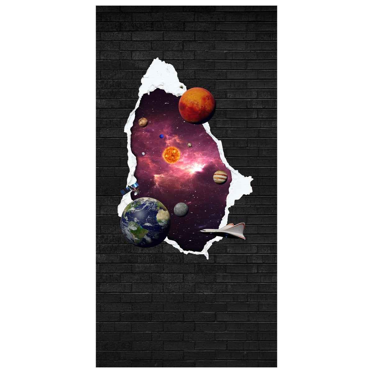Türtapete Planeten im Weltall, Steinmauer, 3D M1153 - Bild 2