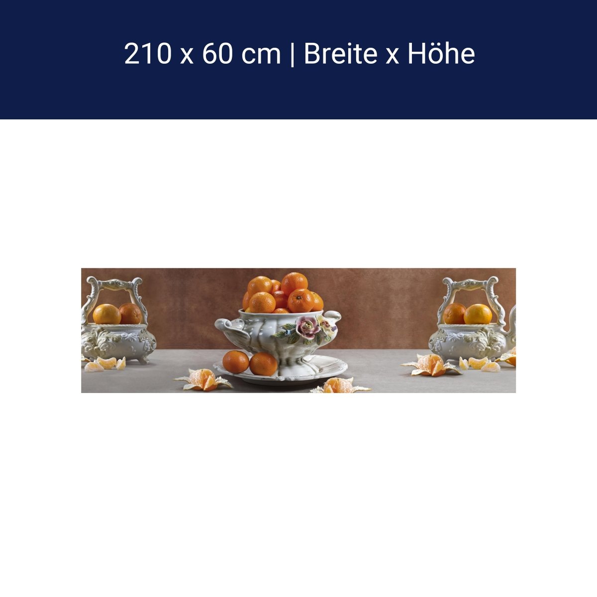 Küchenrückwand Mandarine Porzellan Schale Obst Rosen M1163