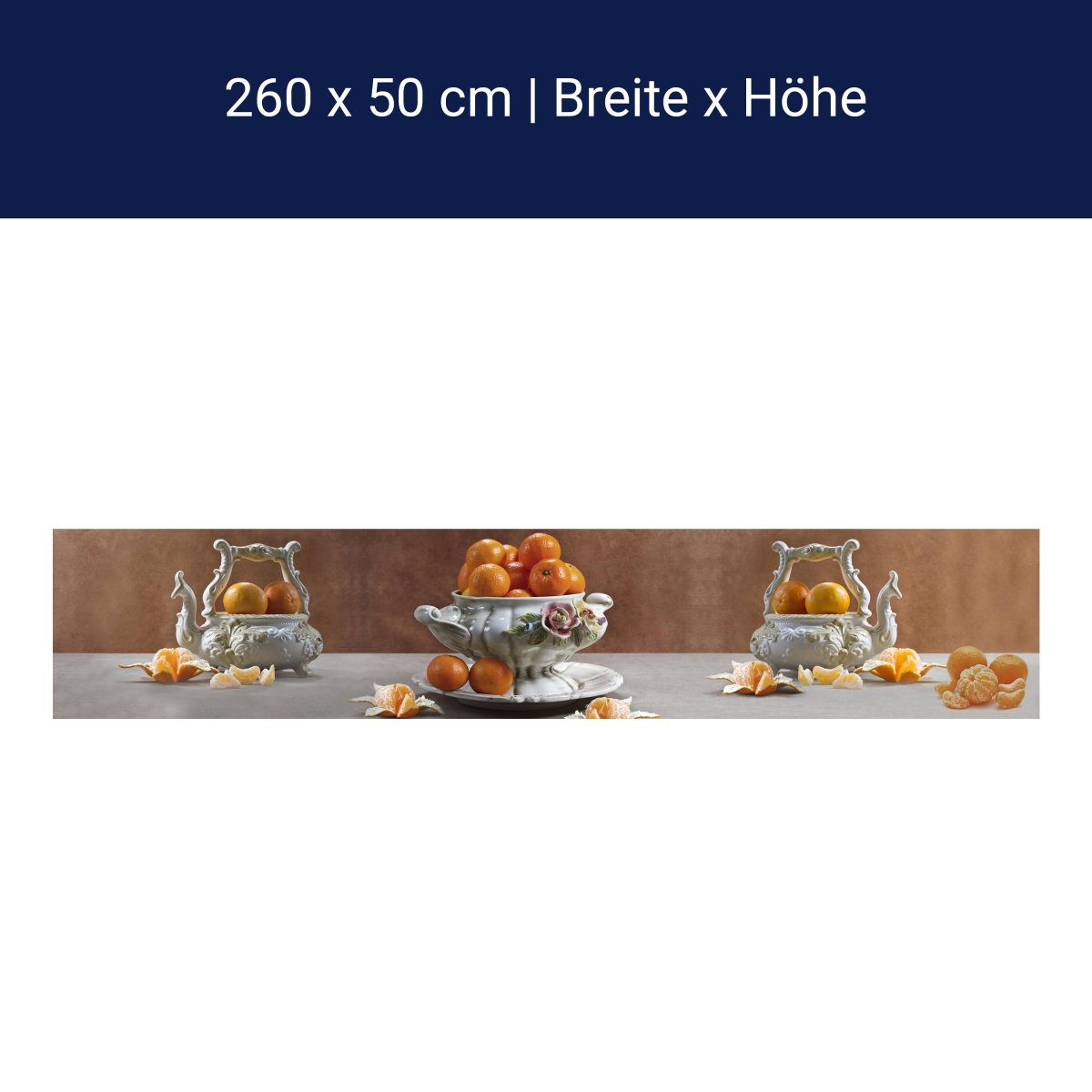 Küchenrückwand Mandarine Porzellan Schale Obst Rosen M1163