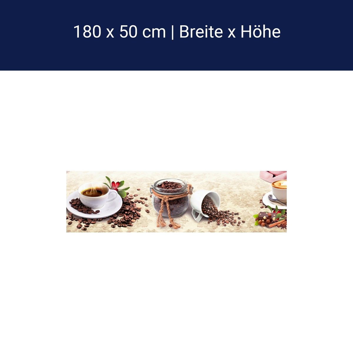 Küchenrückwand Kaffee Tasse Glas Schokolade Haselnuss M1170