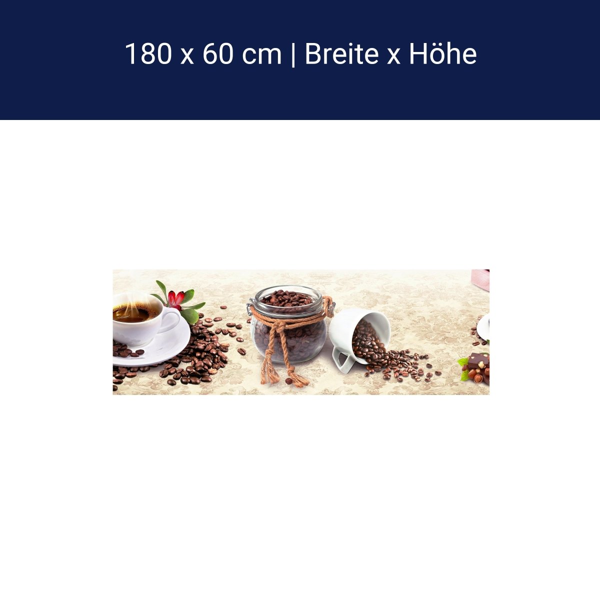 Küchenrückwand Kaffee Tasse Glas Schokolade Haselnuss M1170