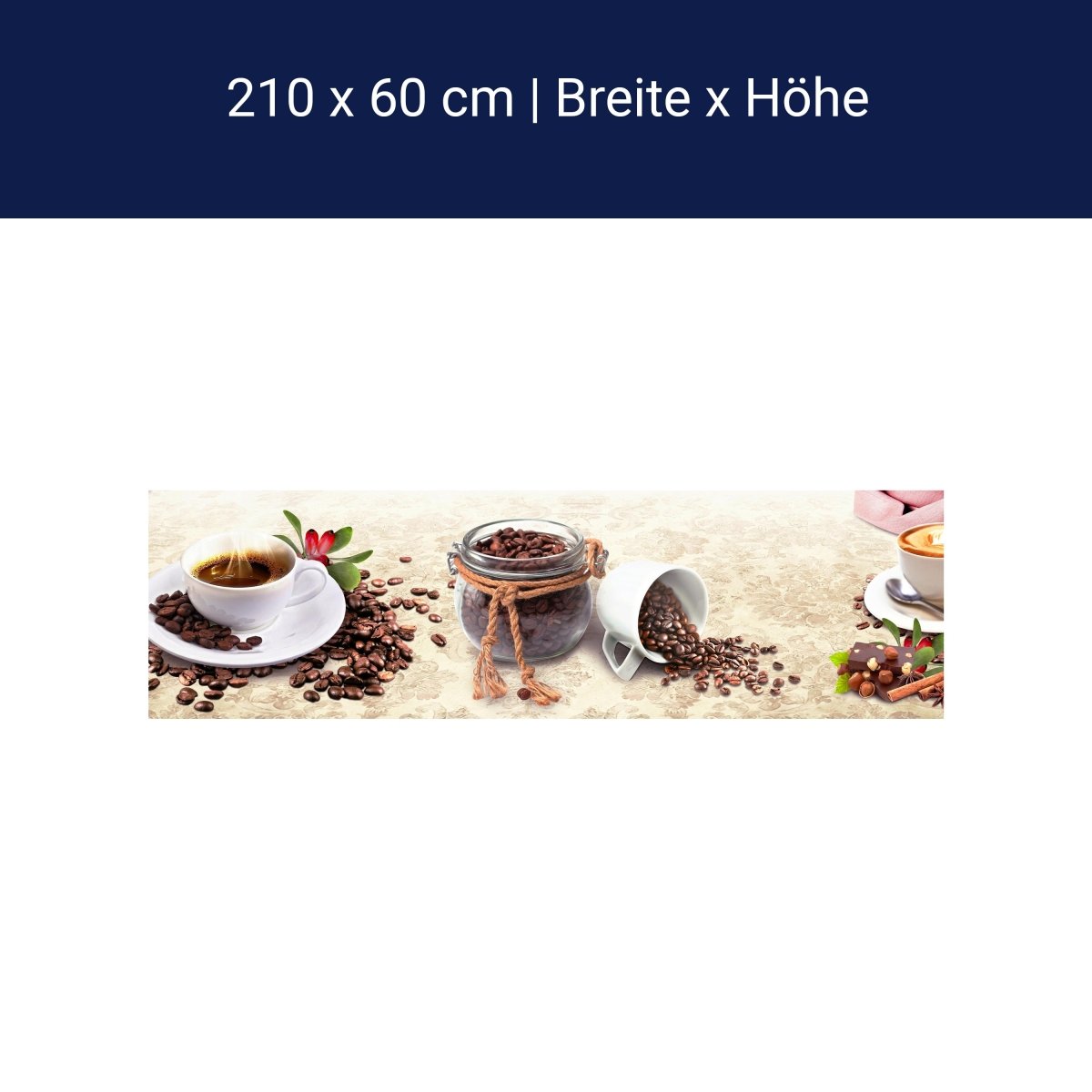 Küchenrückwand Kaffee Tasse Glas Schokolade Haselnuss M1170