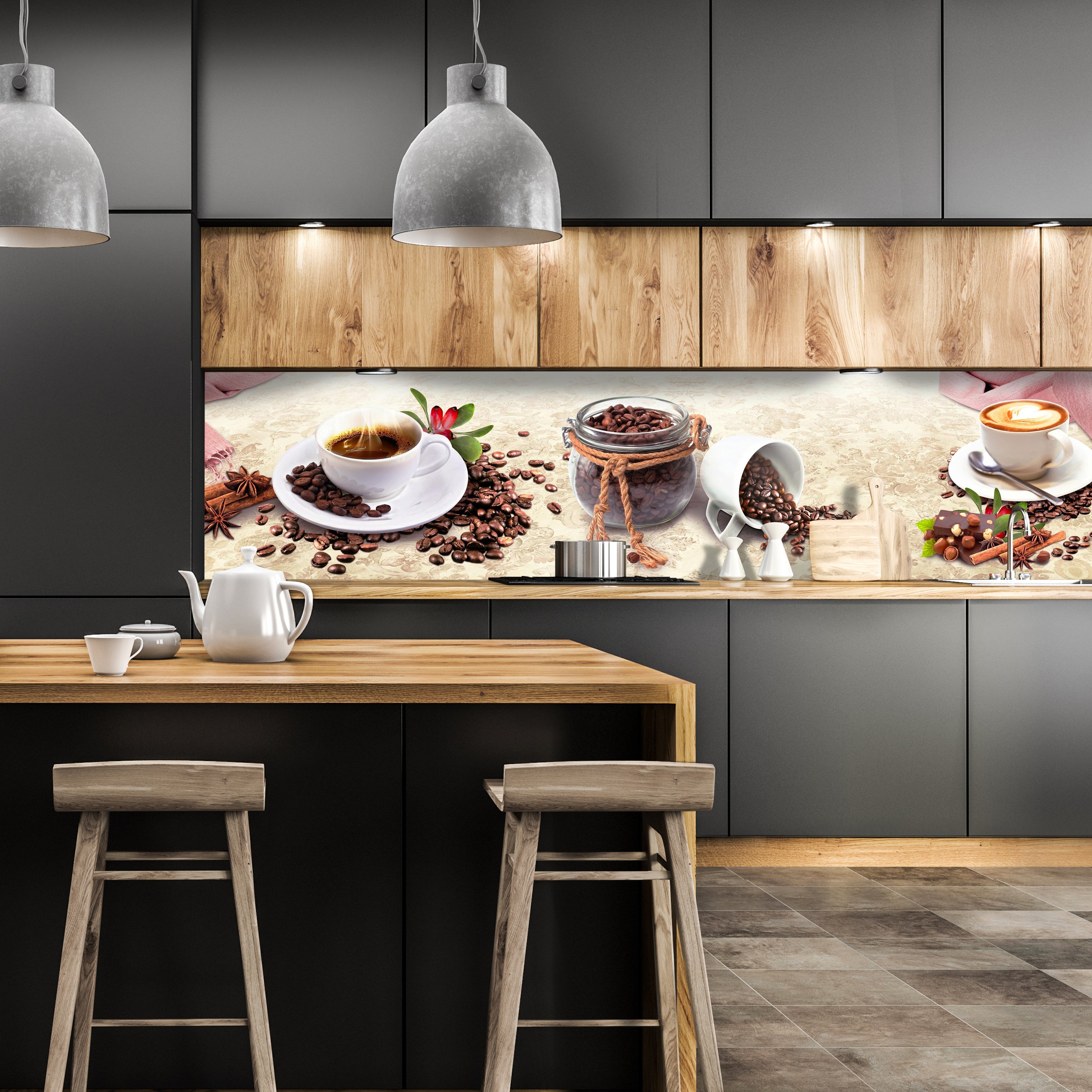 Küchenrückwand Kaffee Tasse Glas Schokolade Haselnuss M1170 entdecken - Bild 1