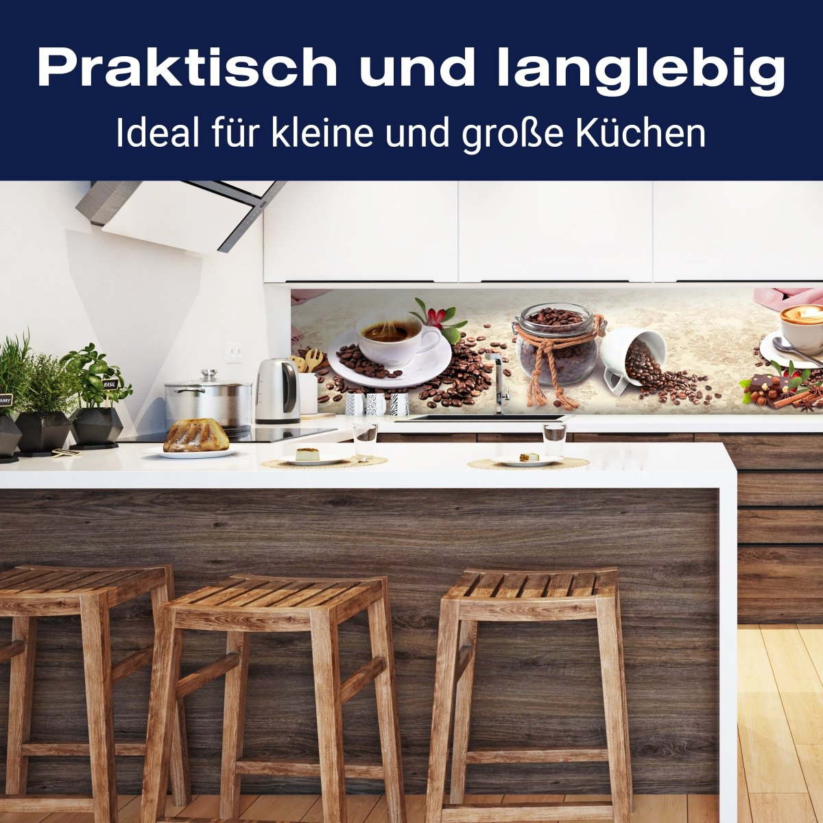 Küchenrückwand Kaffee Tasse Glas Schokolade Haselnuss M1170 entdecken - Bild 3