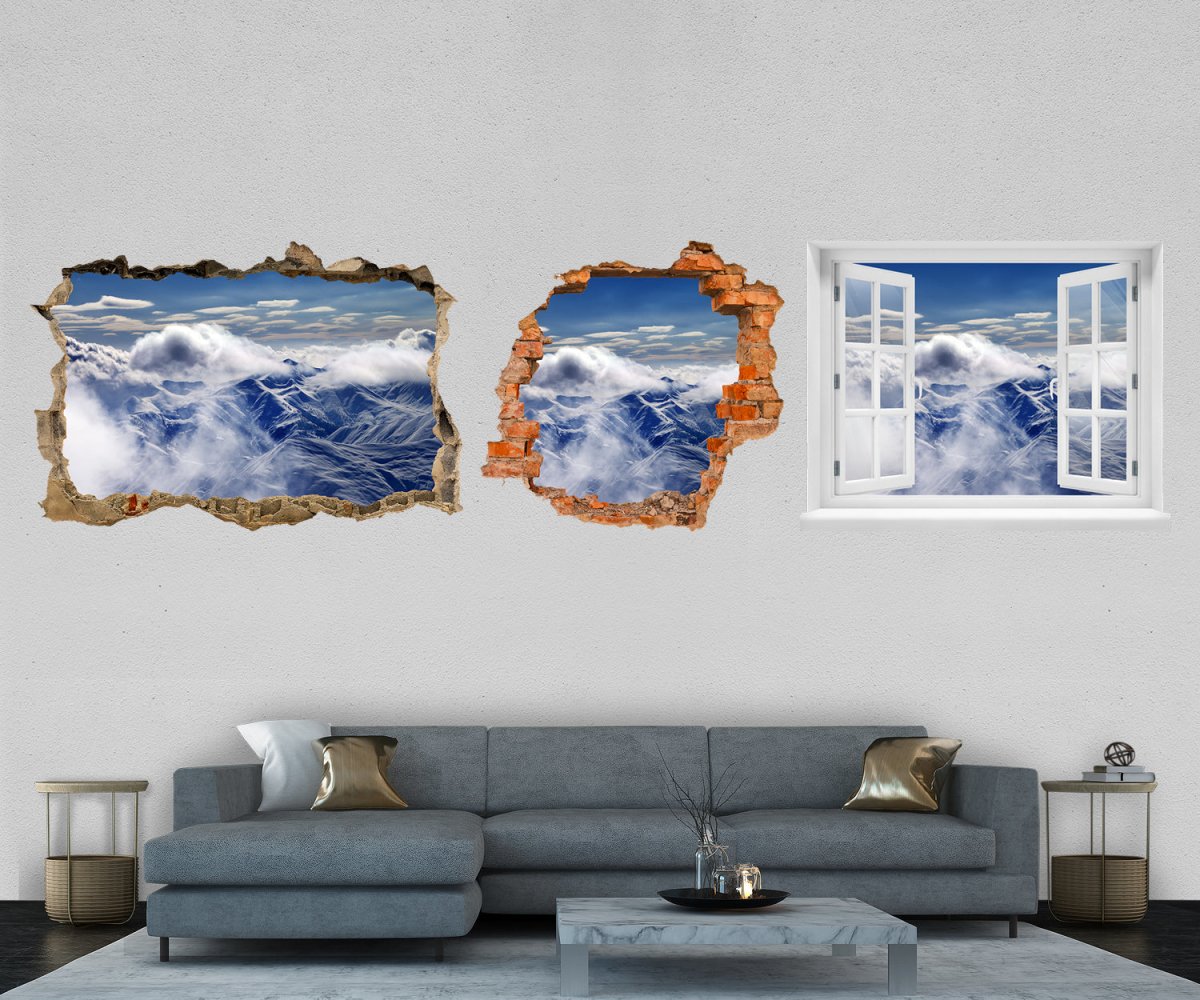 3D-Wandtattoo Wolken & Berge, Himmel, Gebirge, Schnee entdecken - Wandsticker M1170 - Bild 1