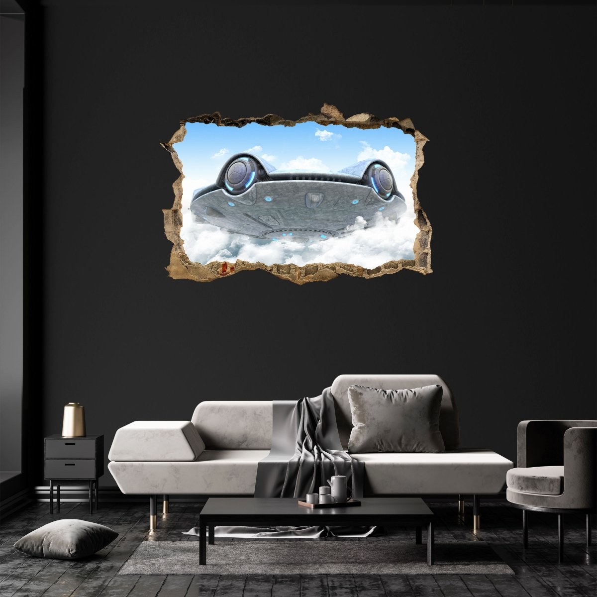 Discover 3D the above UFO M1174 tattoo wall - wall sky space, clouds, sticker