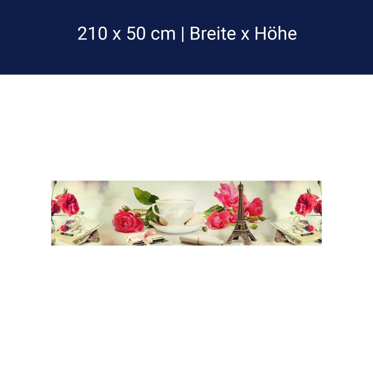 Küchenrückwand Eifelturm Rosen Briefe Schlüssel Tasse M1178