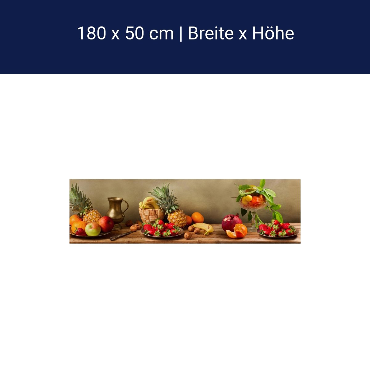 Küchenrückwand Obst Nüsse Erdbeeren Ananas Granatapfel M1180