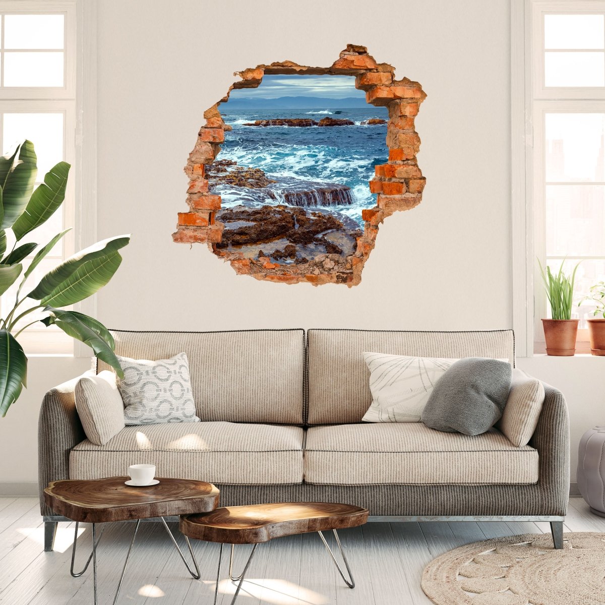 3D wall sticker Coastal surf, sea, rocks - Wall Decal M1183