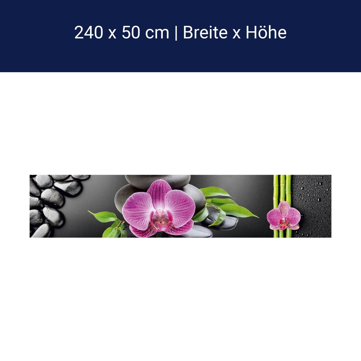 Crédence cuisine pierres bambou orchidée gouttes magenta M1184