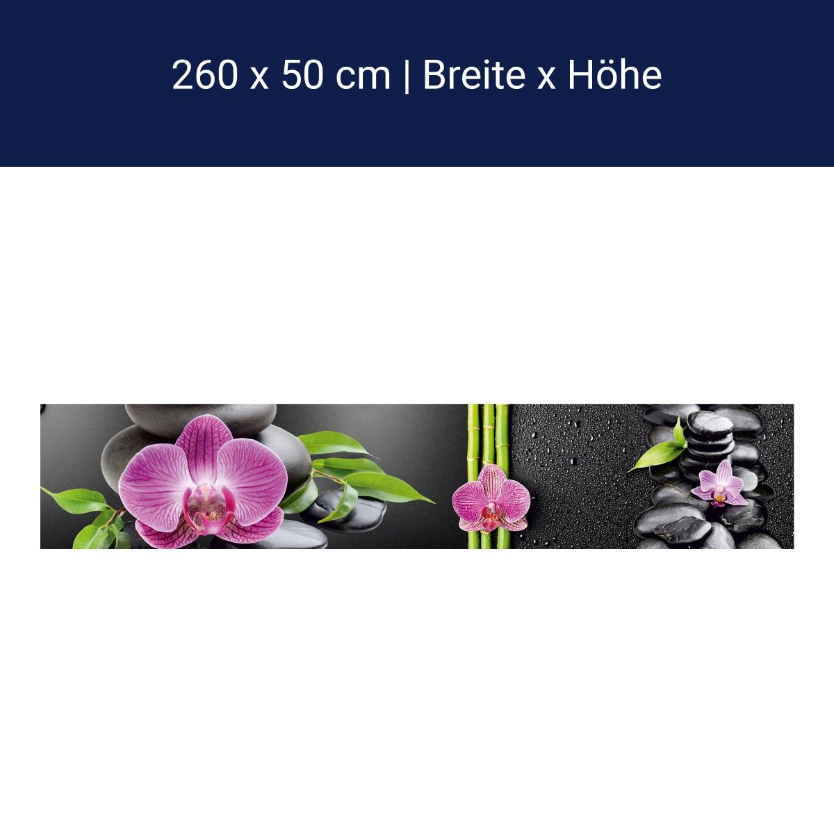 Küchenrückwand Bambus Steine Schwarz Orchidee Magenta M1185