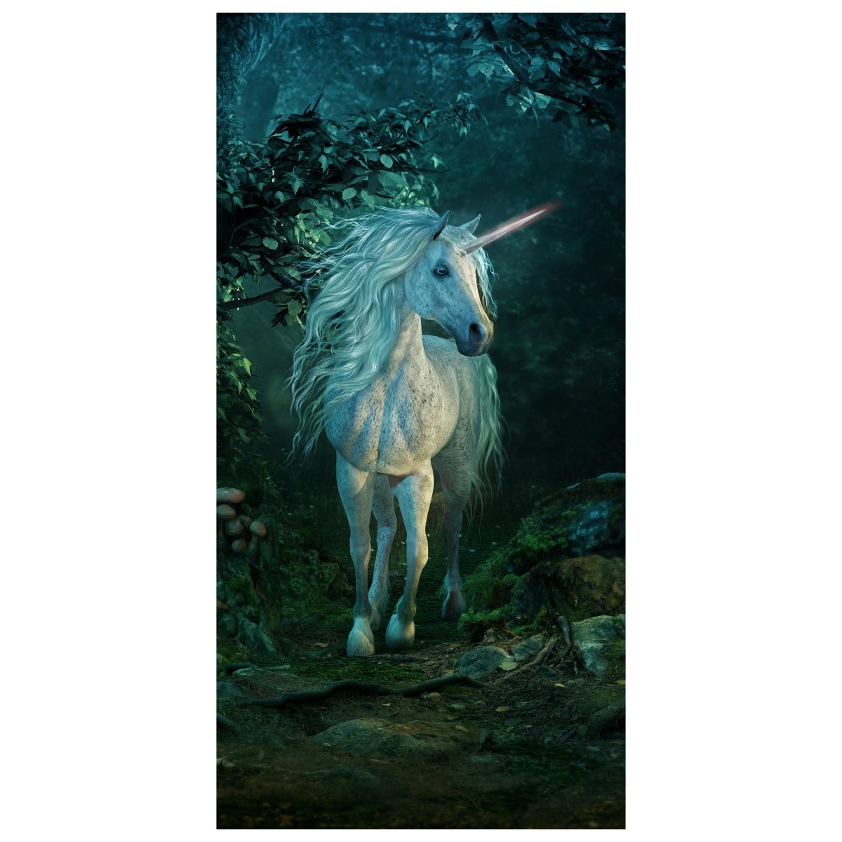 Türtapete Weißes Einhorn im Zauberwald, Fantasy M1185 - Bild 2