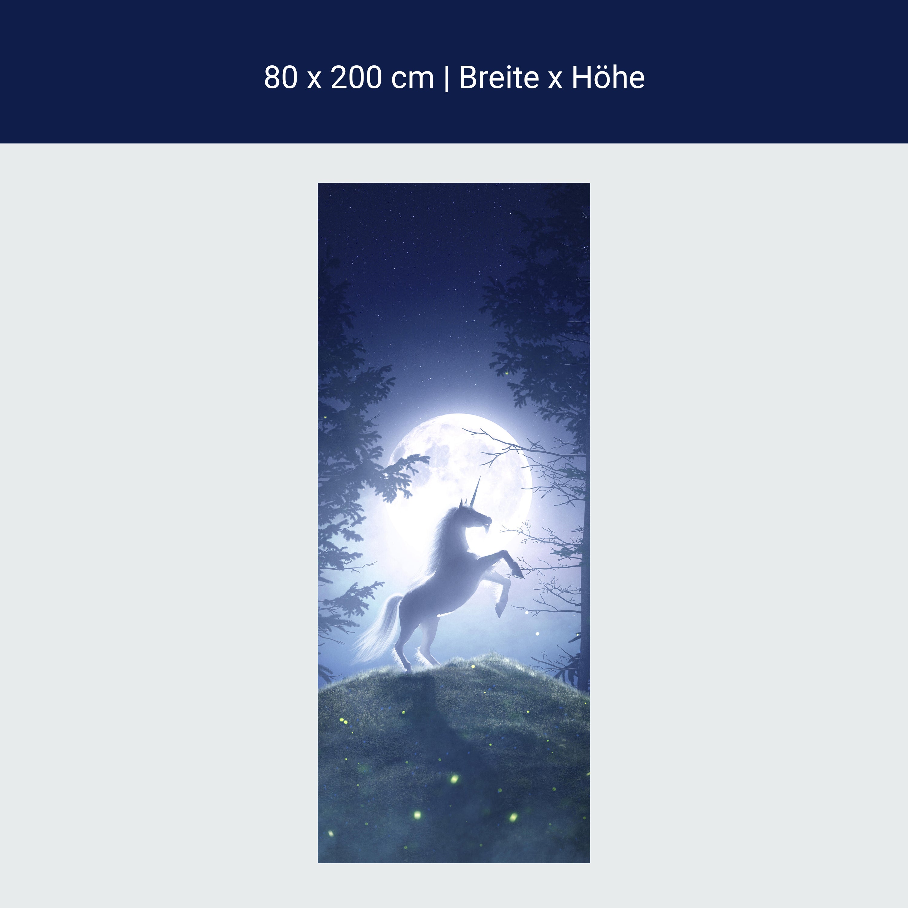 Türtapete Einhorn im Mondschein, Wald, Nacht M1188