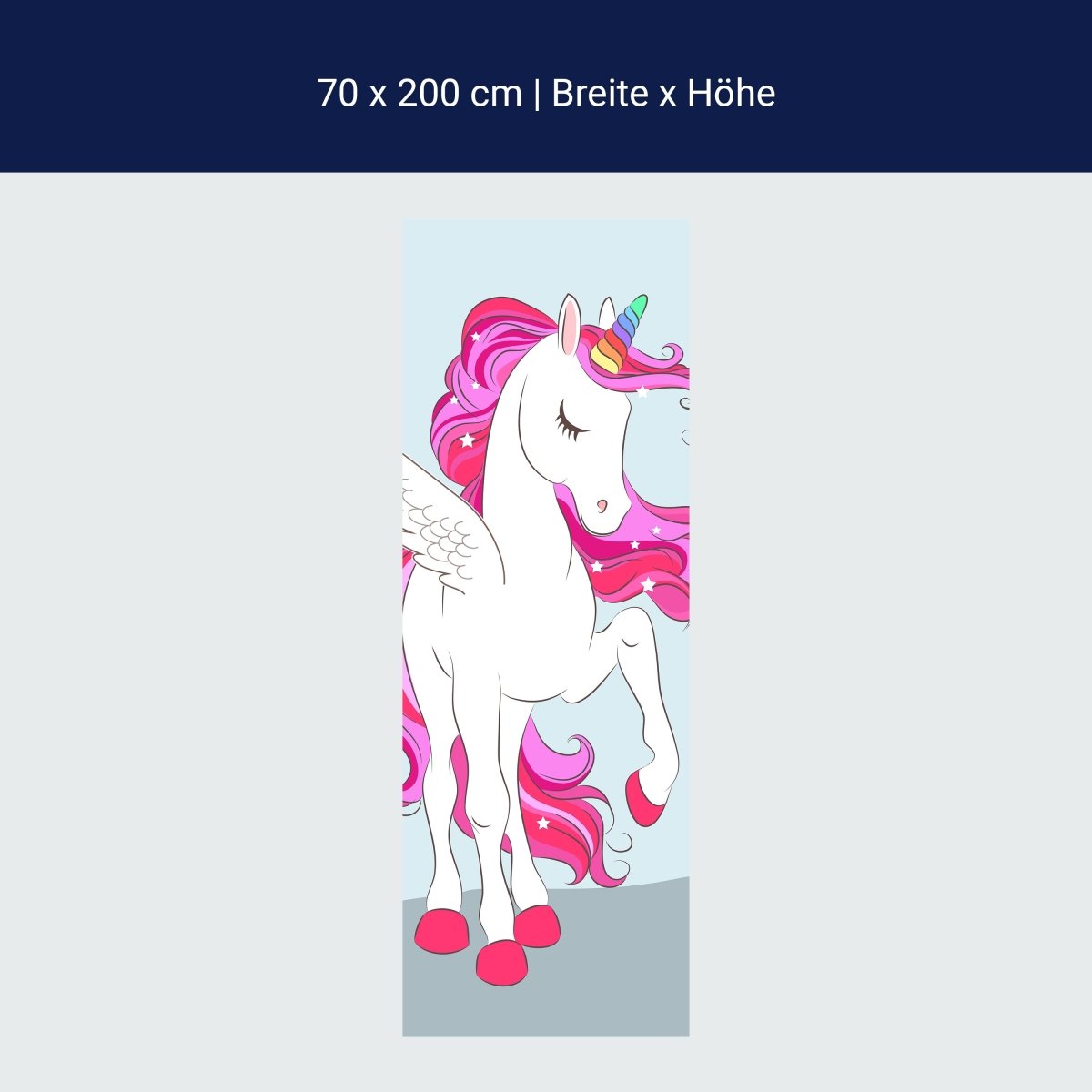 Door wallpaper rainbow unicorn, pink mane M1190