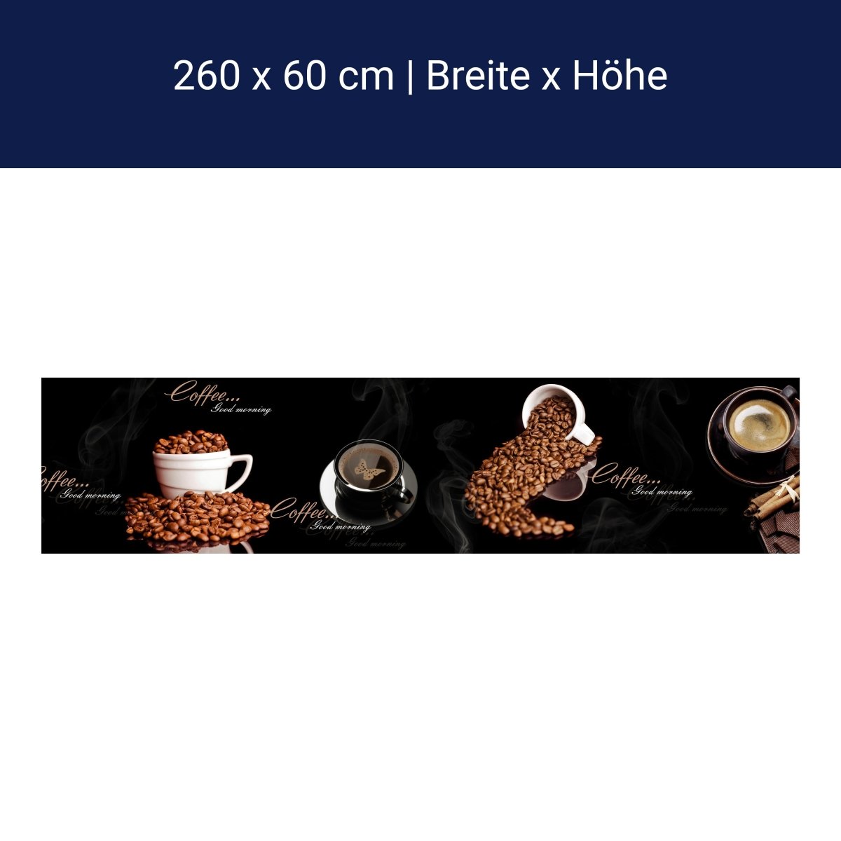 Küchenrückwand Kaffee Kaffeebohnen Tassen Schwarz M1192