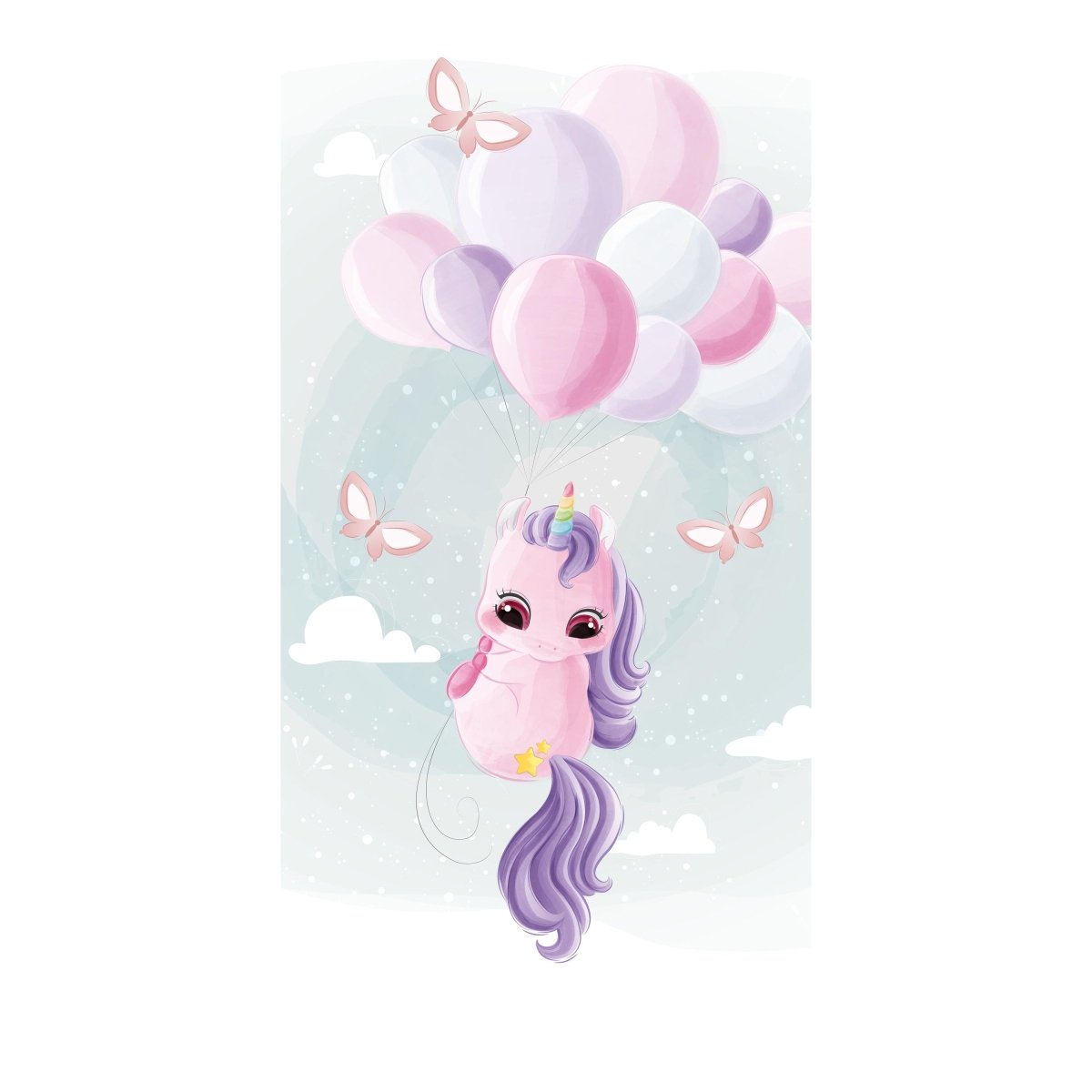 Türtapete Aquarell Einhorn,Luftballons, Regenbogen M1192 - Bild 2